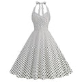 Vintage Polka Dot Dress for Women Lady Halter Neck Party 50s 60s Rockabilly Pin Up Dress Tunic Swing Cocktail Dress