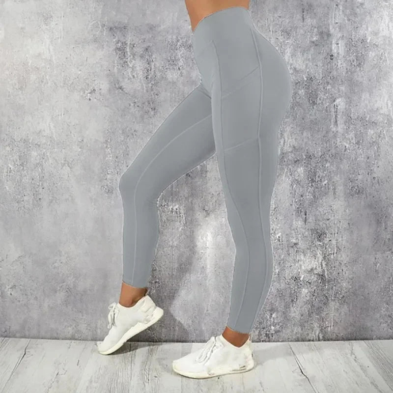 Yoga Fitness Women Leggings High Waist Tights with Pocket Workout Running Stretchy Butt Liftting Casual Skinny