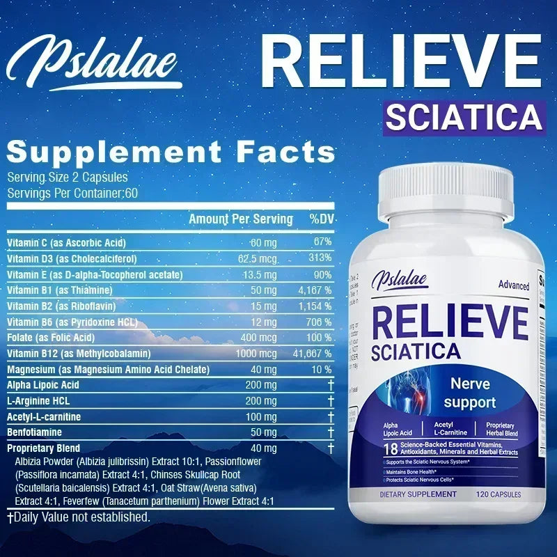 Relieve Sciatica Capsules - Contains B Vitamins  - 120pcs