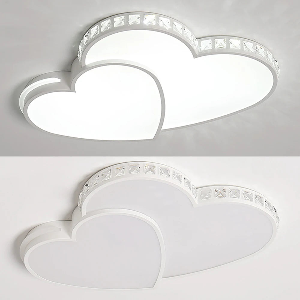 Modern Heart Shaped Ceiling Lights Crystal LED Flush Mount Lamp