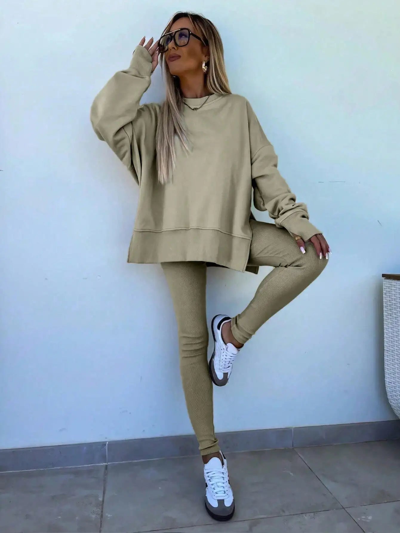 Women 2 Piece Set Casual Loose Sweatshirt And Skinny Pants Fall Outfit