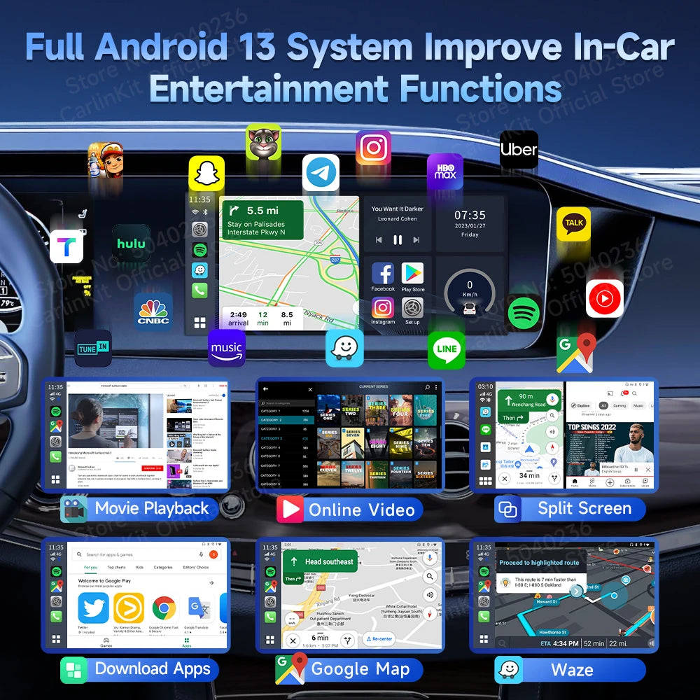 128G CarlinKit PRO 3 UHD Wireless CarPlay Android Auto AI Box New HDMI Video Output CarPlay TV Box