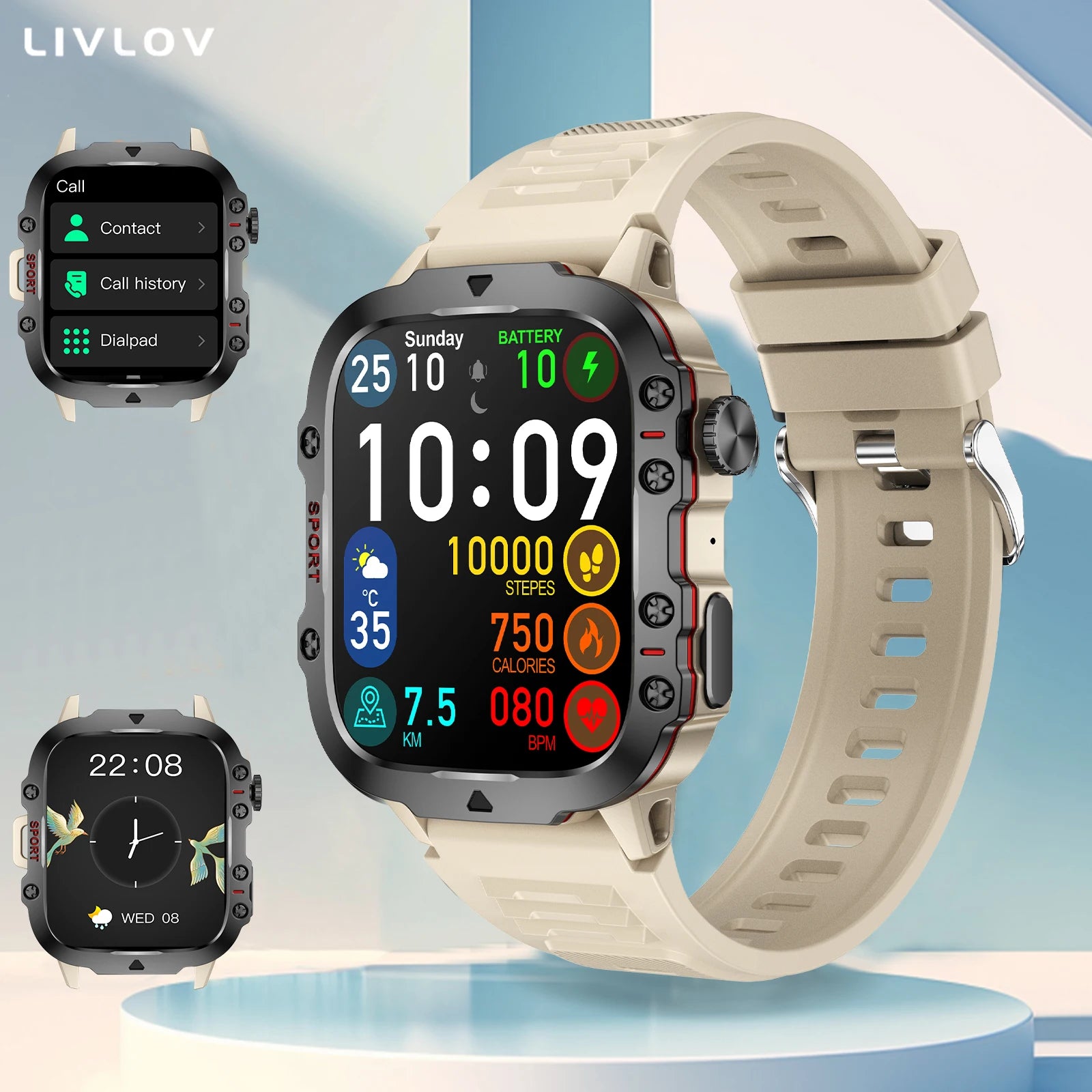 AI Voice Assistant Smart Watch, 1.96'' HD Screen Activity Trackers with 100+Sports/ Bluetooth Call/ SMS Alerts/ Flashlight