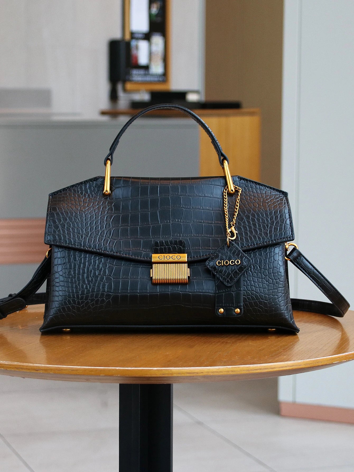 Vintage Blue Snake Skin High-End Handbag, Fashionable Luxurious Women's Tote Bag, Lightweight Large Capacity