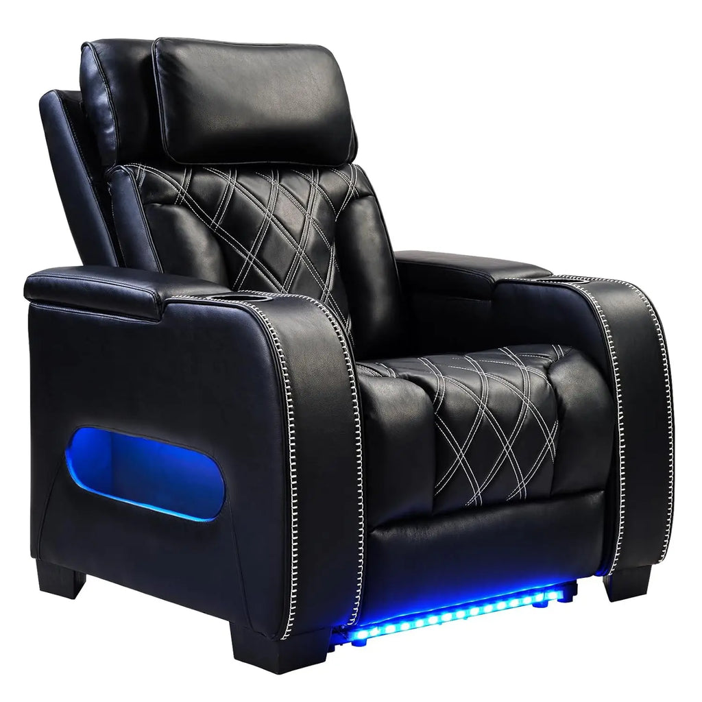 Electric Power Recliner Chair, PU Leather Home Theater Seating with Power Headrest