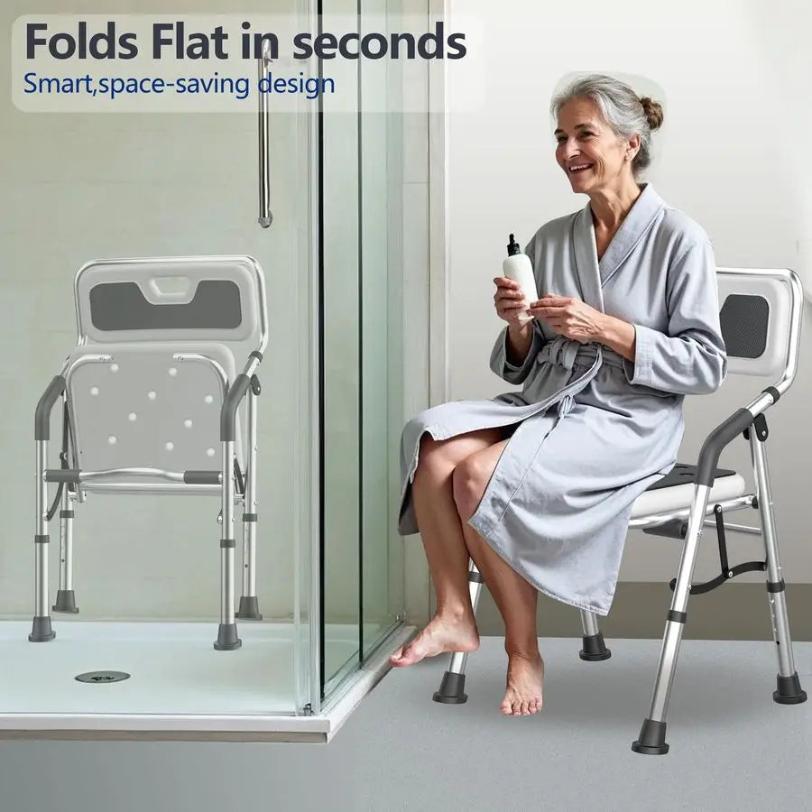 Shower Chair for Inside Shower with Arms and Back, Shower Chair for Elderly