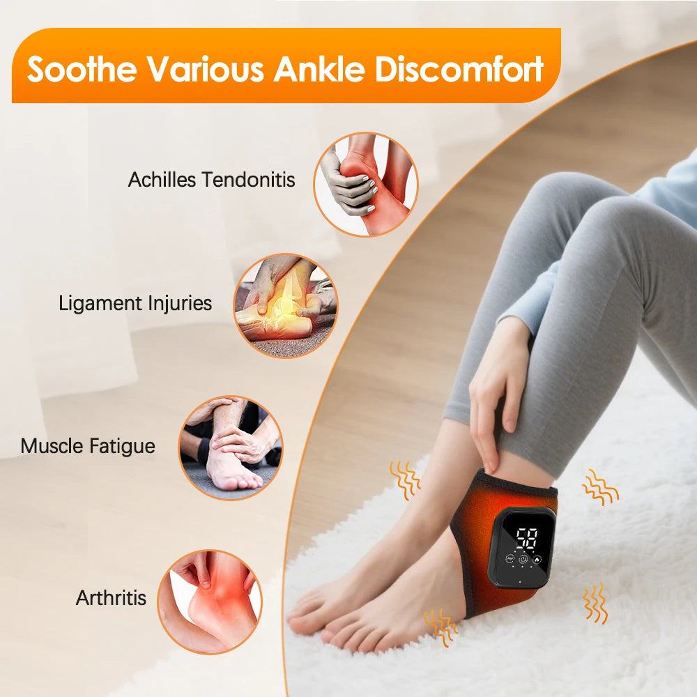 Electric Foot Heat Massager Hot Compress Vibration Ankle Massage Wrap for Joint Protection Ankle Support