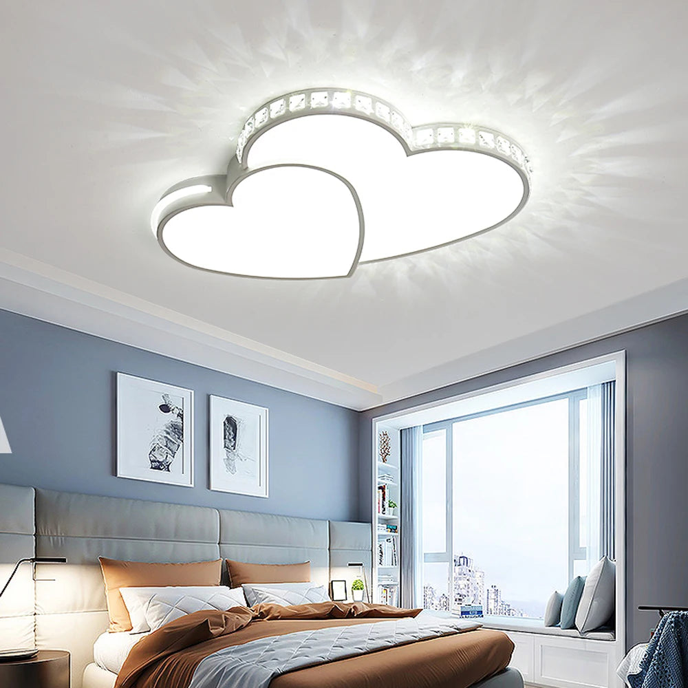 Modern Heart Shaped Ceiling Lights Crystal LED Flush Mount Lamp