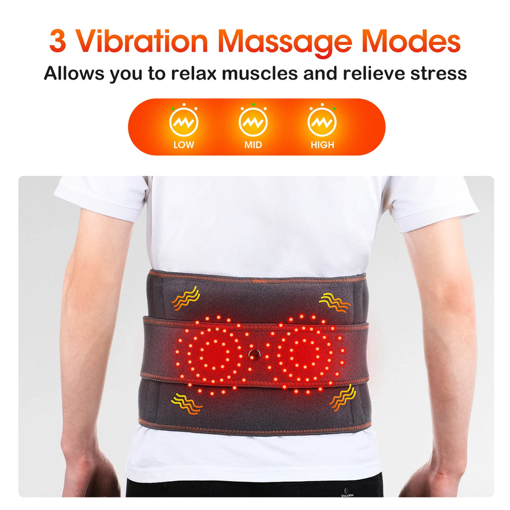 Infrared Heating Waist Massager Electric Belt Vibration USB Charge Red Light