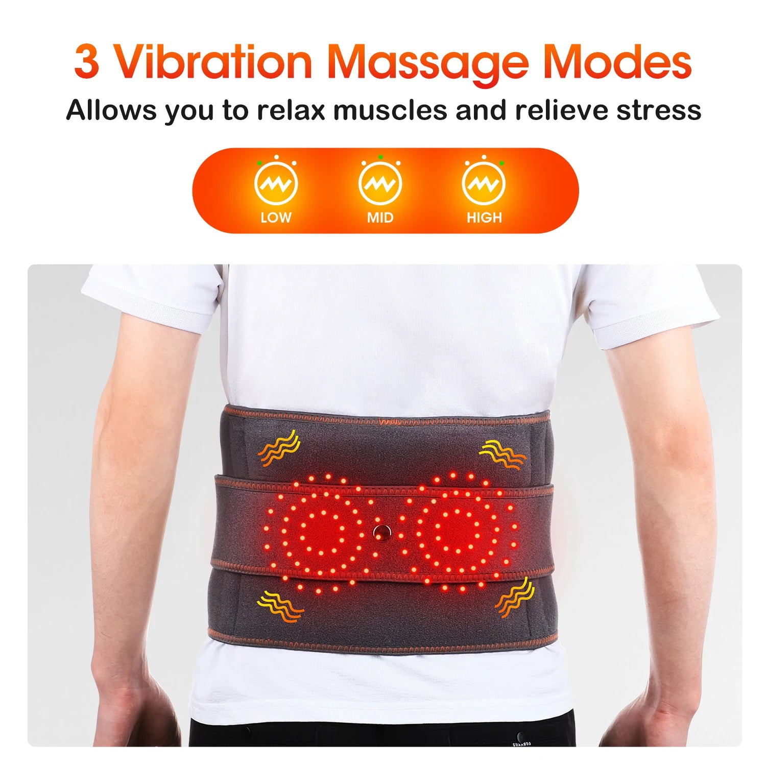 Infrared Heating Waist Massager Electric Belt Vibration USB Charge Red Light