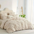3pcs Bohemian Rhomboid Plaid Stereoscopic Flower Plain Colour Quilt Cover Set(1 Duvet Cover +2 Pillowcase