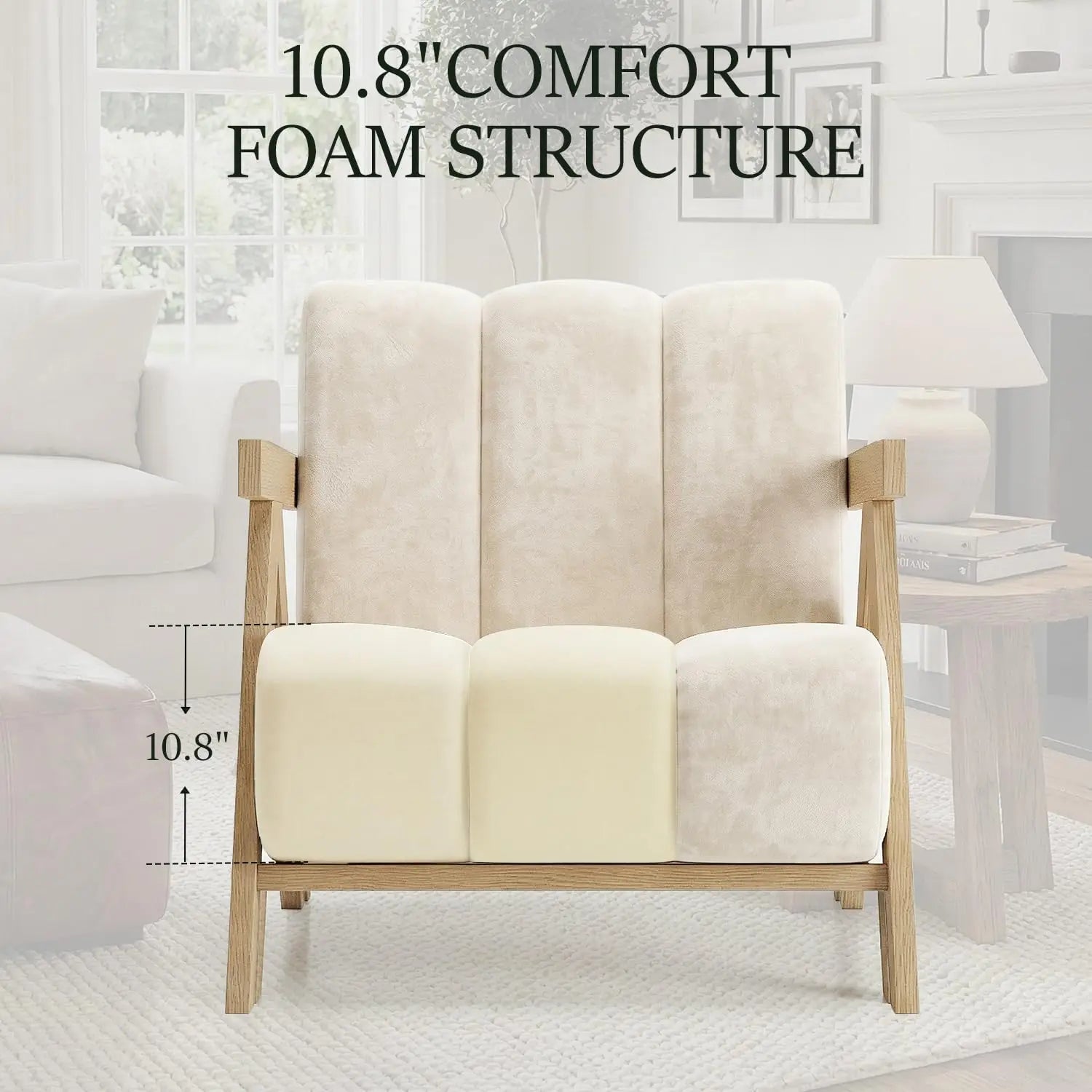 Chenille Accent Chair Set,Upholstered Wood Frame Lounge High-Elastic Sponge for Living Room Bedroom 2pcs,Custom