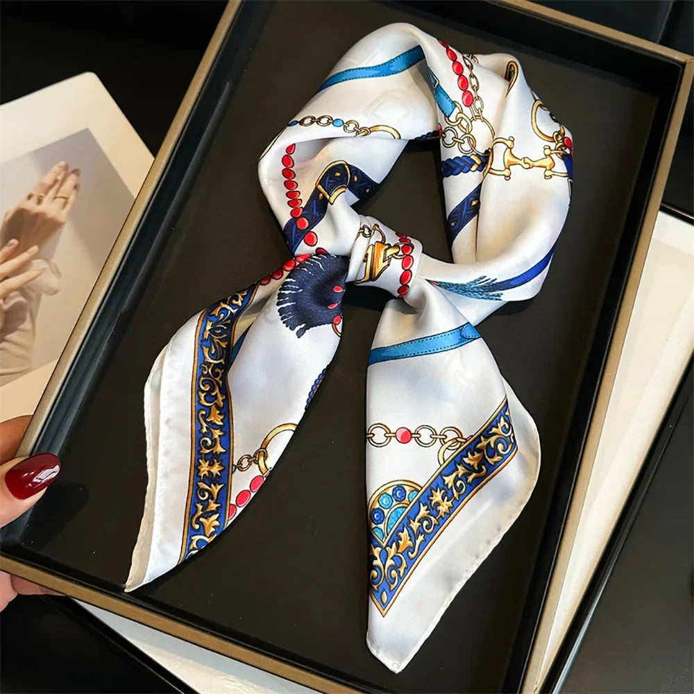 Soft Satin Hair Scarves Fashion Square Printed Headscarf