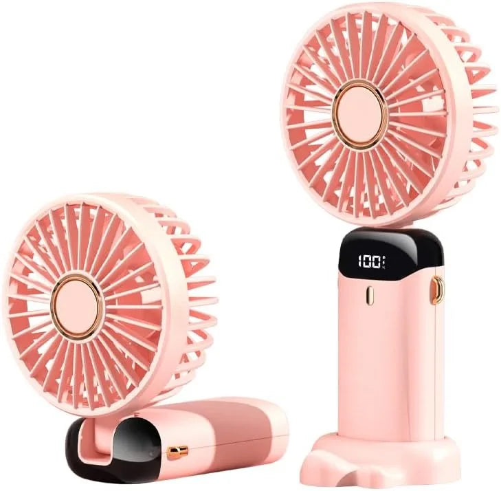 Upgraded Portable Handheld Fan 3200mAh 12H Battery Life 5 Speed Foldable with Stand Mini Fan