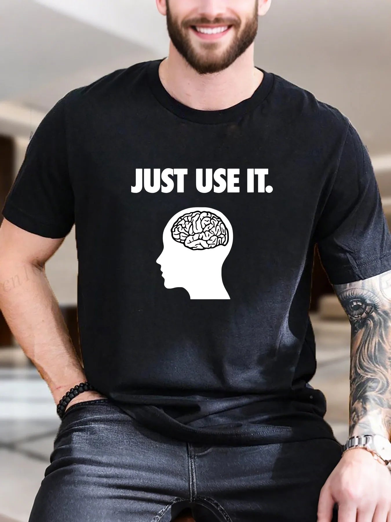 Graphic Print Short Sleeve T-Shirt Artistic Design 100% Cotton Breathable Tee Casual Streetwear