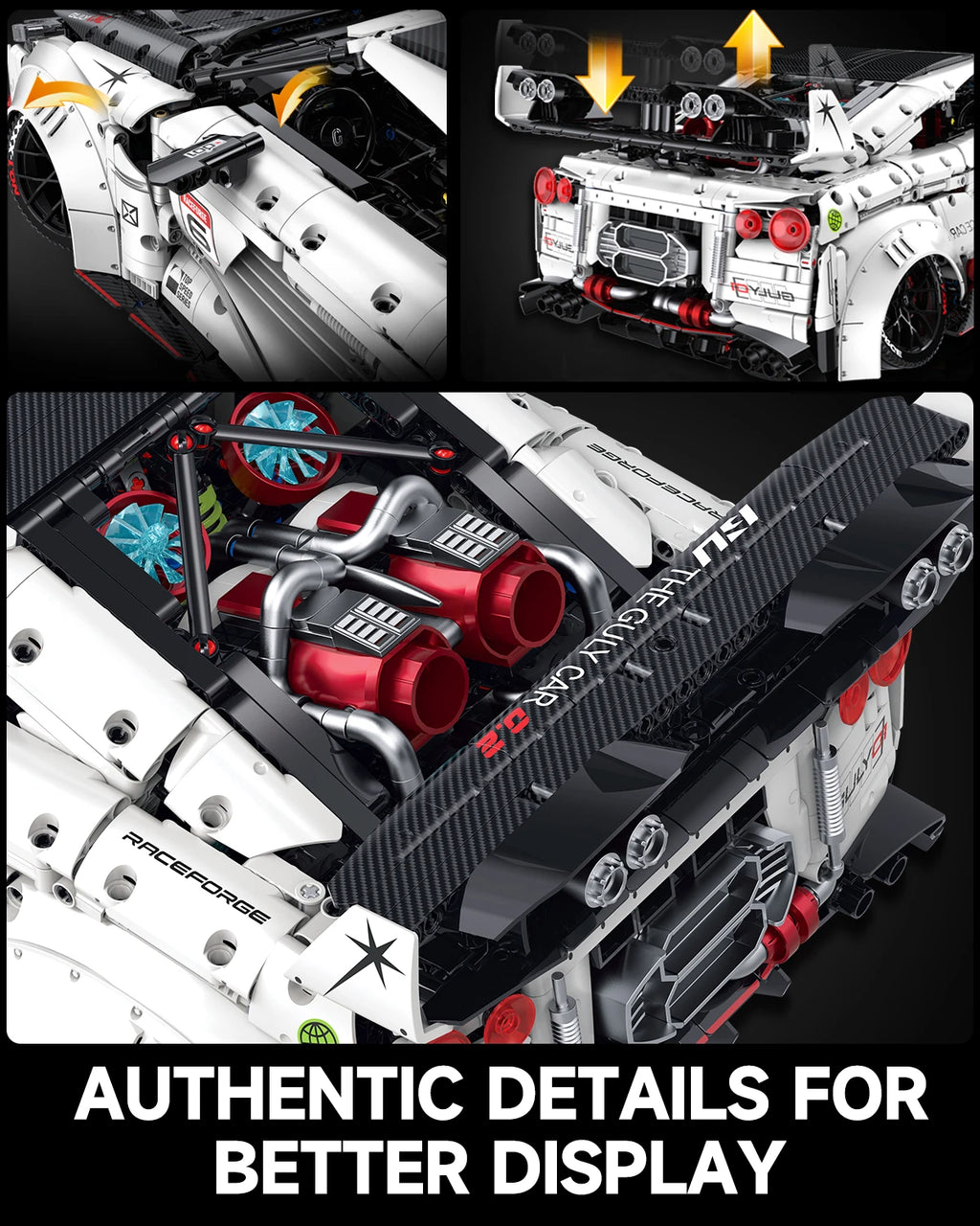 1:8 Scale Technical Racing Car Building Set - 3939PCS Model Kit for Boys & Adults Collectible Birthday Gift