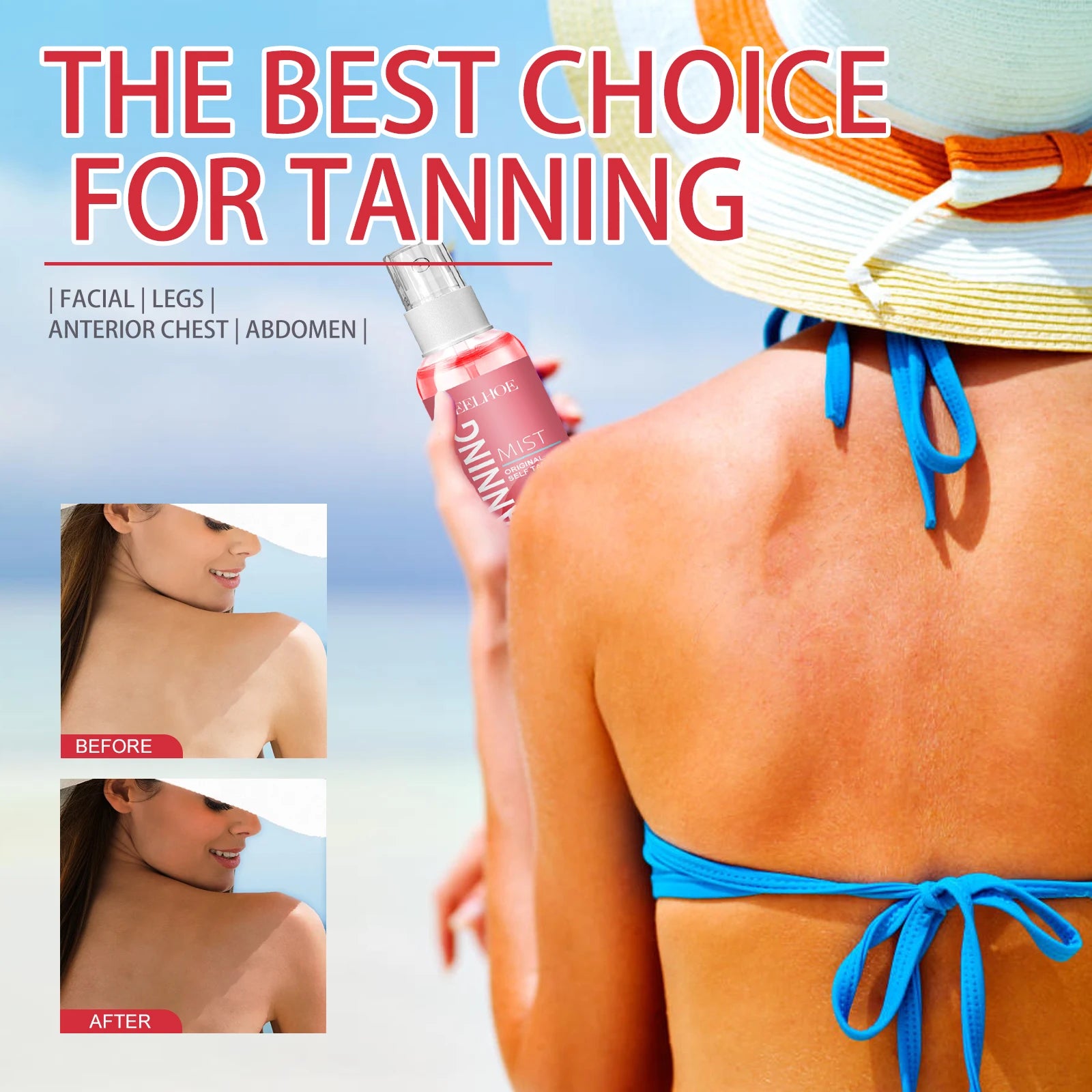 Tanning Oil Spray Darker Sun Tan Bronzer Skin Tanned Intensifier Natural Nourishing Moisturizing Self-Tanning Care