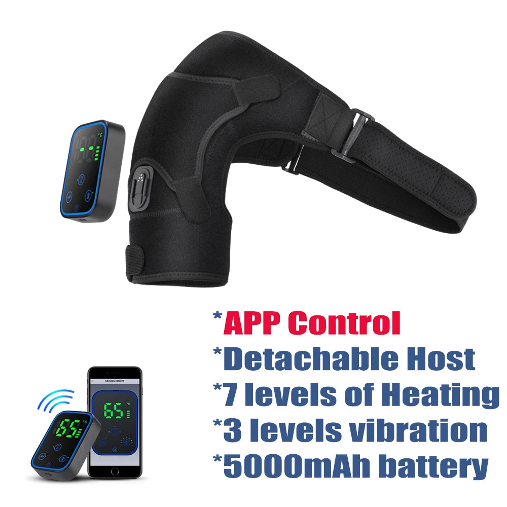 Wireless Shoulder Massager Pad Wrap Heating 7 Temp Levels 3 Vibration Modes