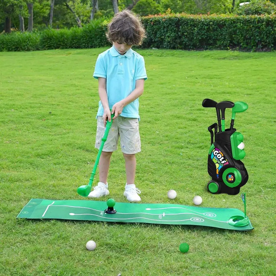 Golf Set Kids Golf Cart with Putting Mat amp Cornhole Board, Outdoor Indoor Sports Toys Birth