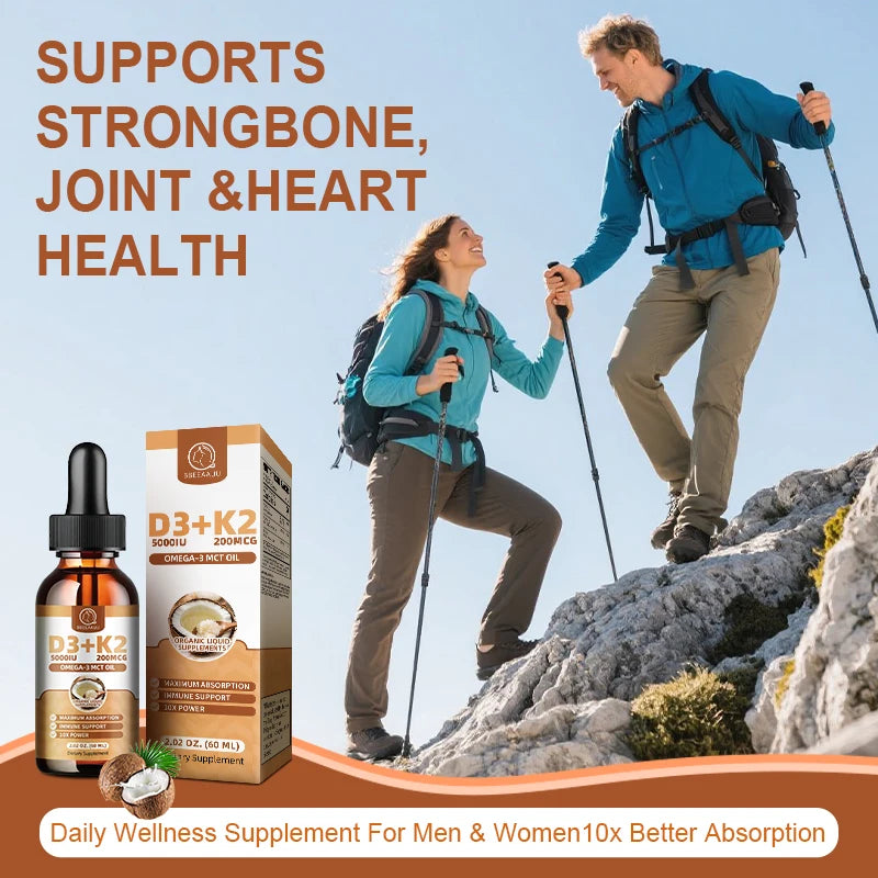 D3K2 Vitamin D and K with Omega 3 Supports Calcium Absorption, Bone, Immune and Heart ,Joint Health