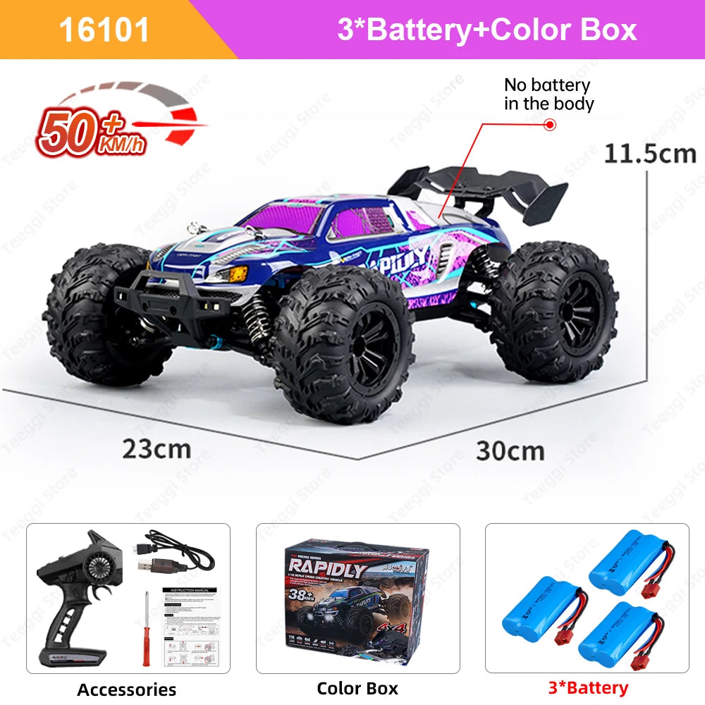 PRO 1:16 High Speed RC Car With LED Light Drift 70KM/H 4WD RC Off-Road Car Monster Truck