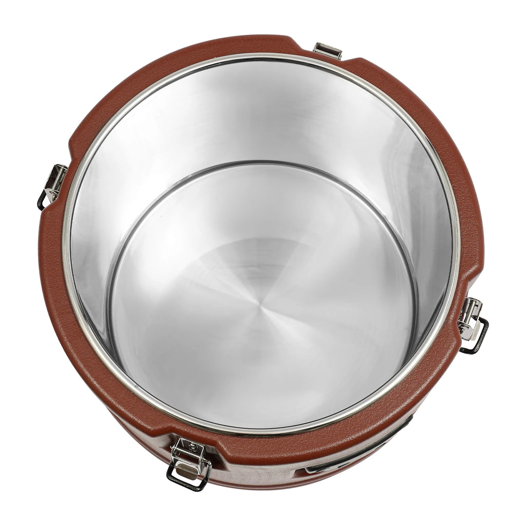 30L Food Warmer, Stainless Steel Food Cooler, Brown Insulated Food Carrier, Commercial Soup Container for Hot or Cold Food