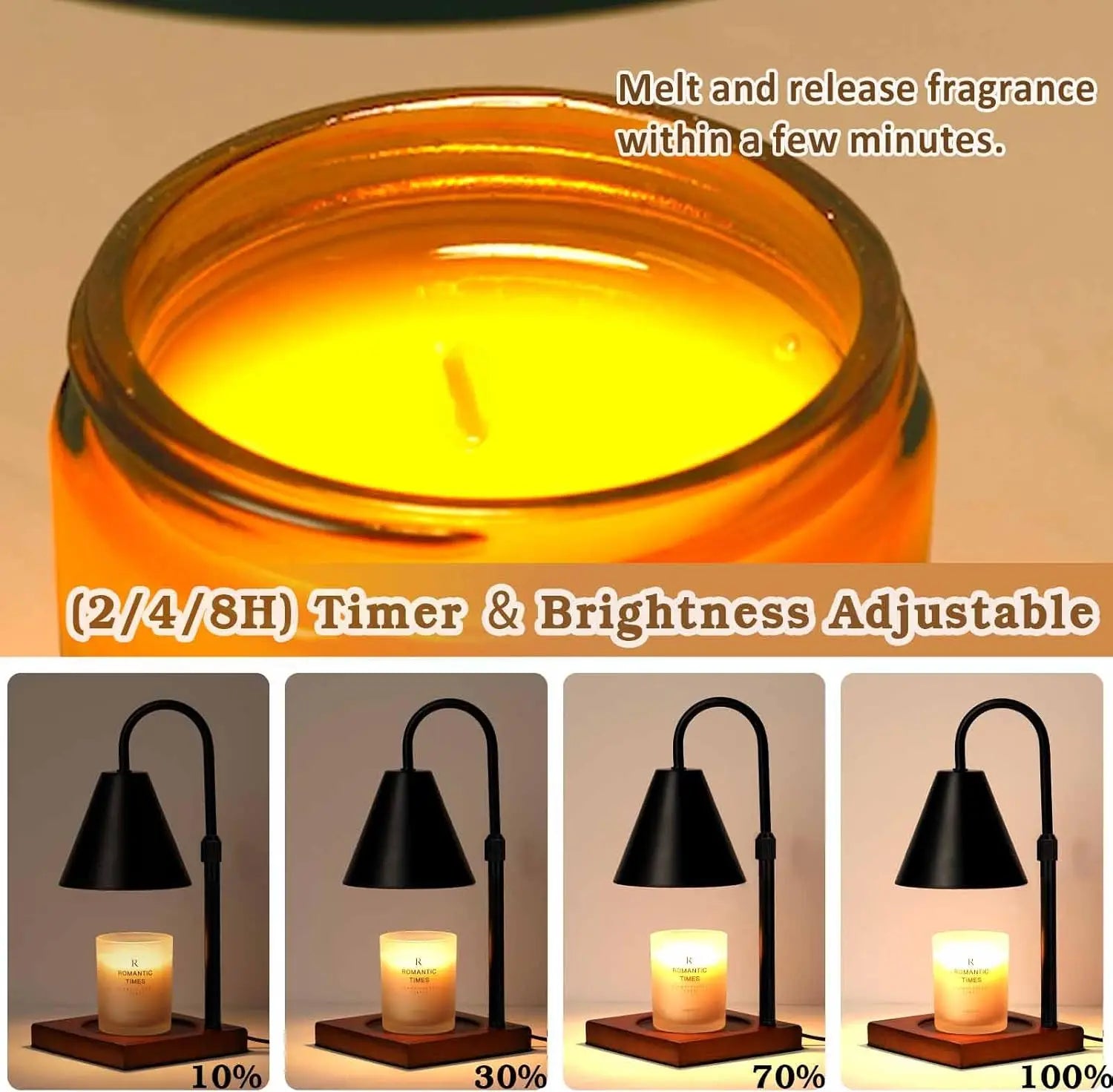 Dimmable Candle Warmer Lamp with Timer, Adjustable Home Decor for Cozy Living Room Bedroom
