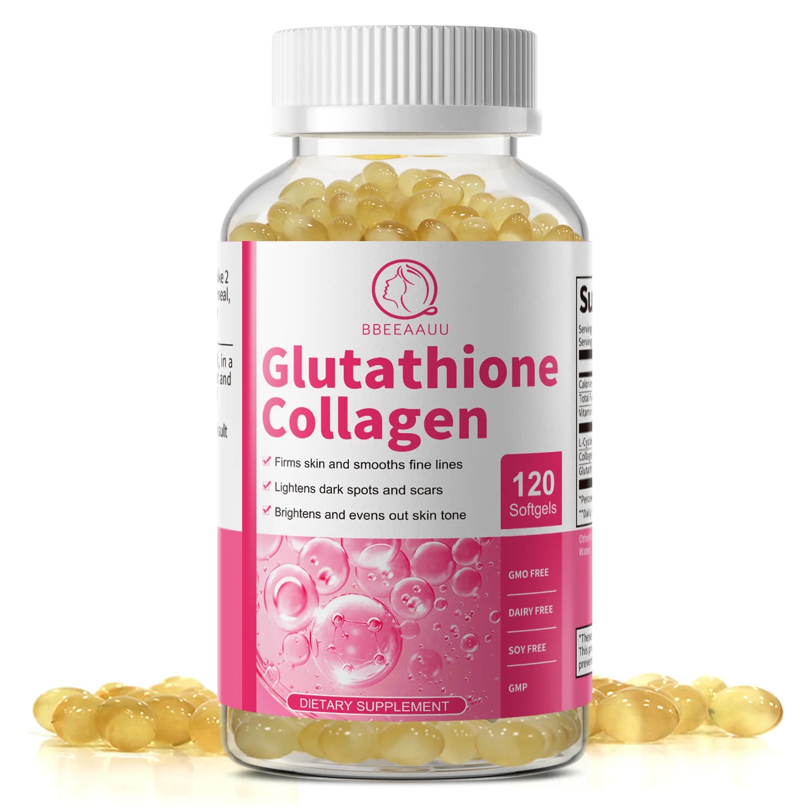 Collagen Glutathione Capsules Skin Whitening Supplement Antioxidant Support Liver Detoxification Improvement Skin Slack