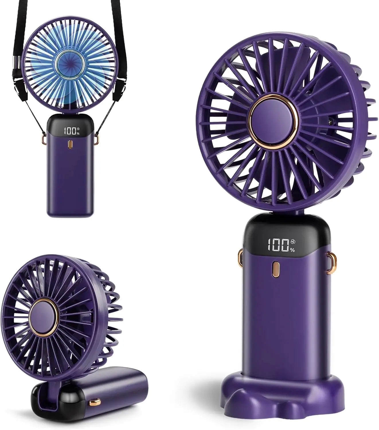 Upgraded Portable Handheld Fan 3200mAh 12H Battery Life 5 Speed Foldable with Stand Mini Fan