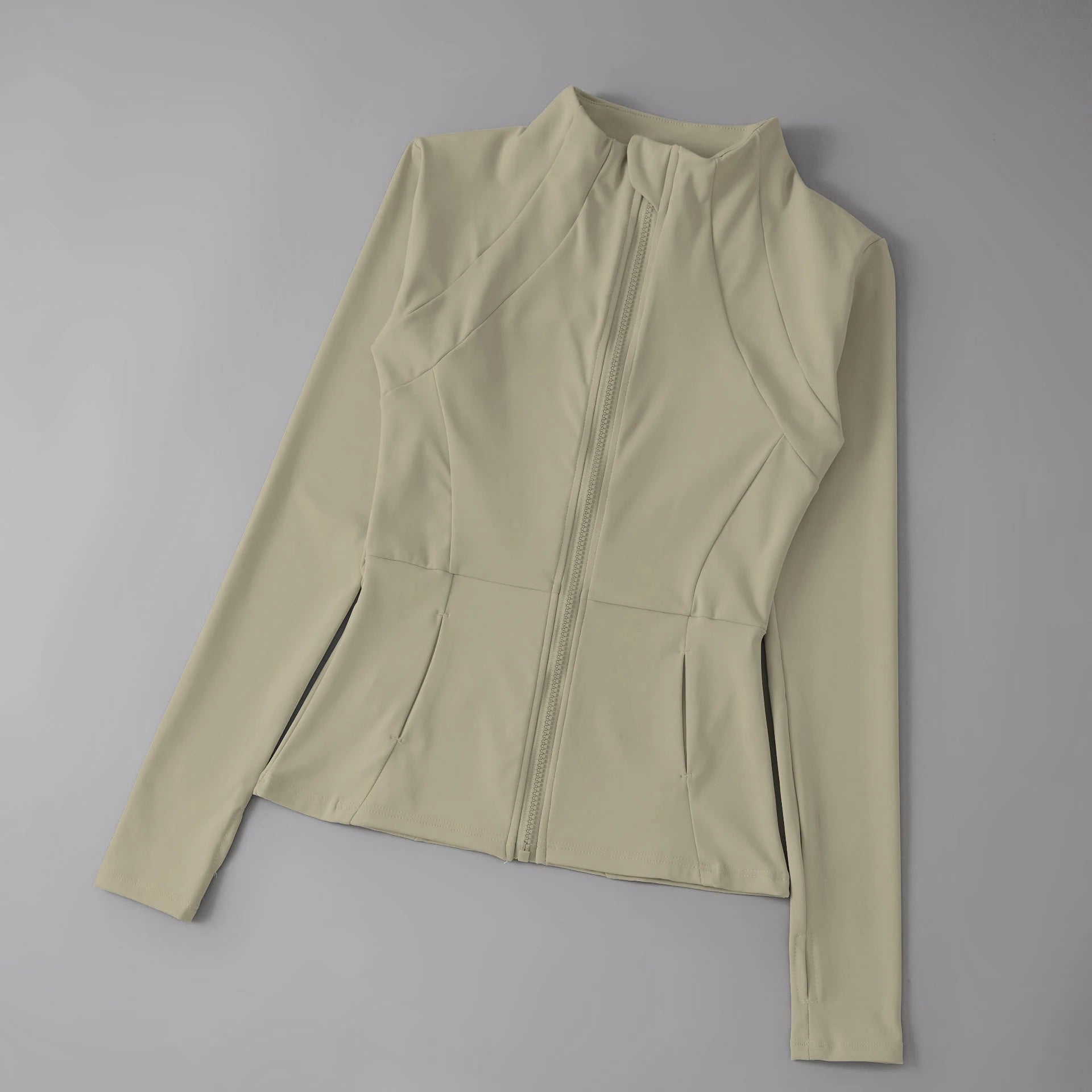 New yoga wear ladies coat round high elastic loose exercise yoga fitness long sleeve stand-up collar