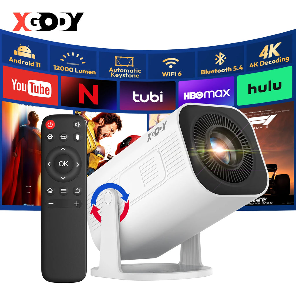 LED Projector with 12000 Lumen Brightness, WiFi 6 Bluetooth 5.0 Portable Home Theater System