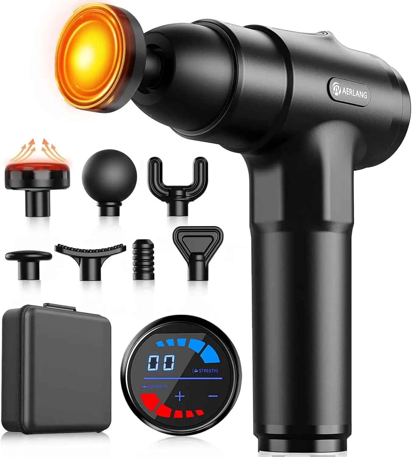 Deep Tissue Massage Gun with heat, Muscle Percussion Massager, 7 Heads & Silent