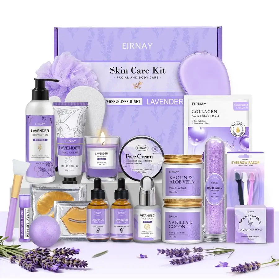 Spa Gifts Basket for Women, 21pcs Lavender Bath and Body