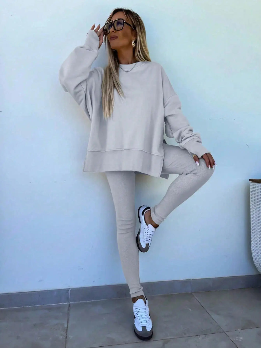 Women 2 Piece Set Casual Loose Sweatshirt And Skinny Pants Fall Outfit