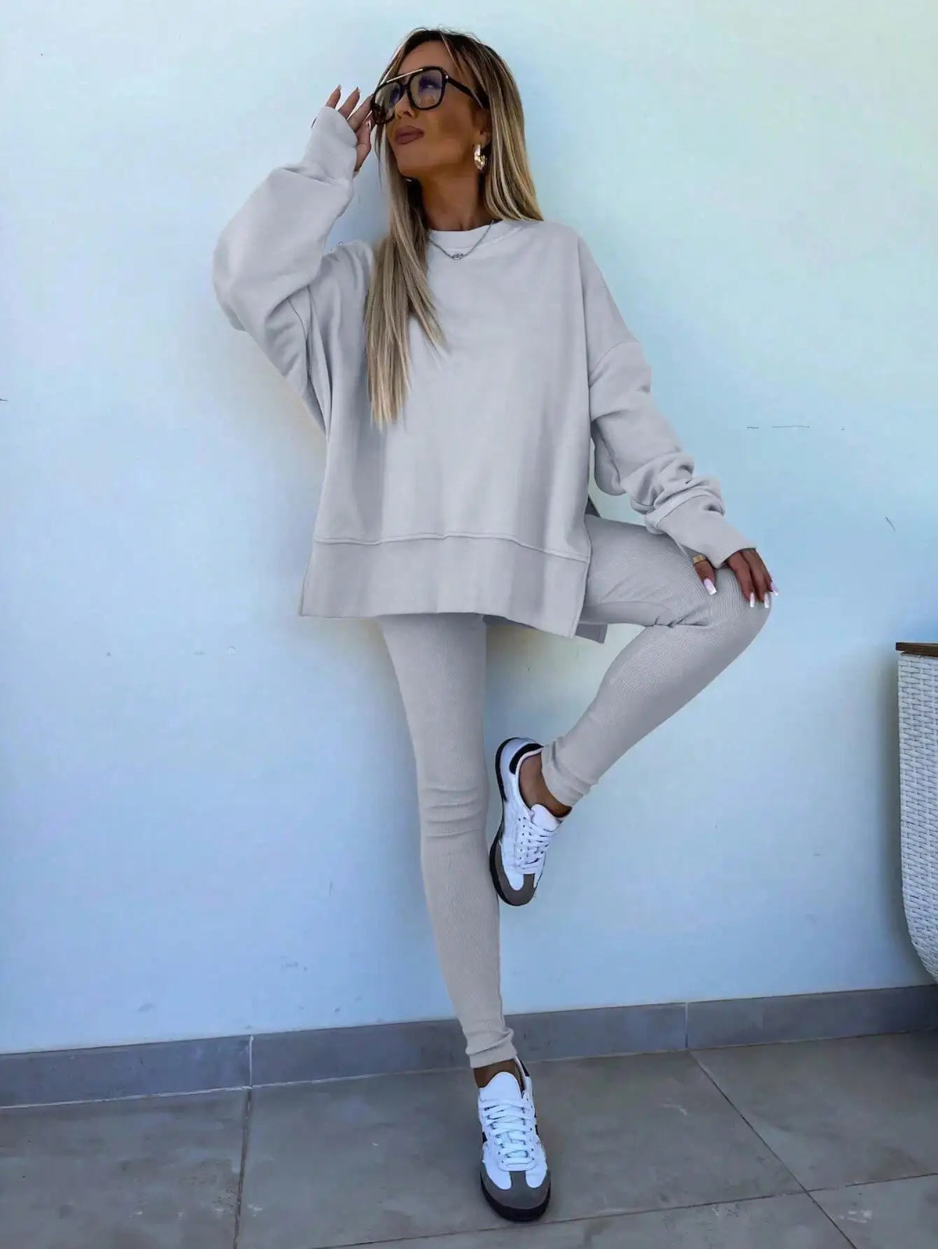 Women 2 Piece Set Casual Loose Sweatshirt And Skinny Pants Fall Outfit