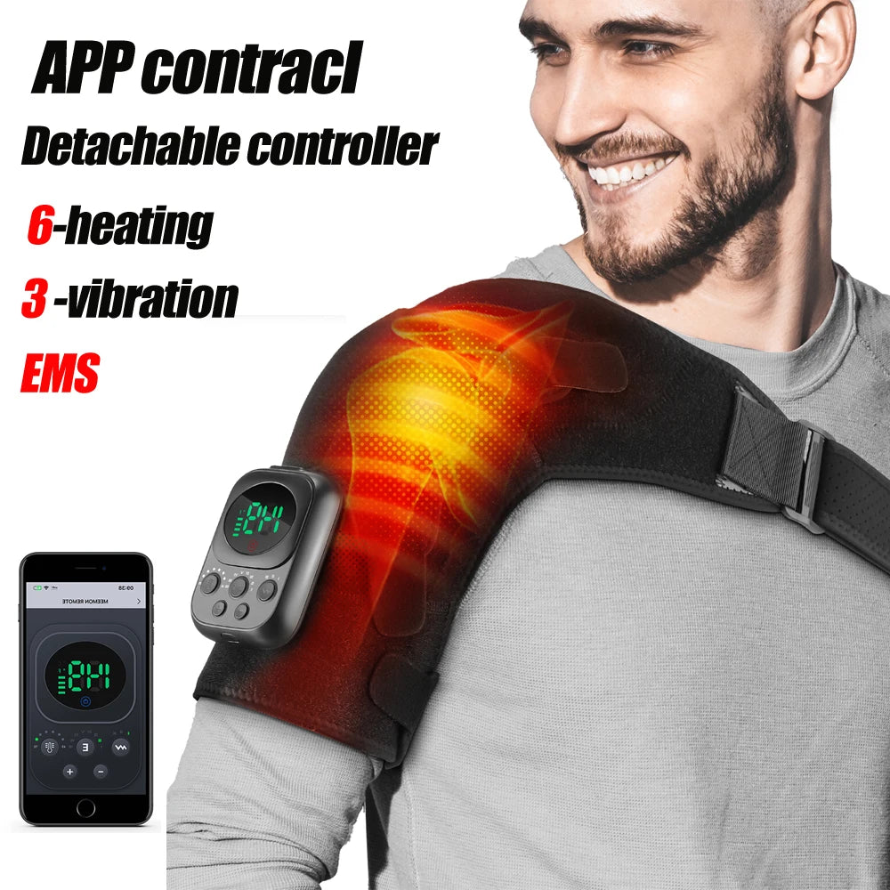 Electric Heating Shoulder Brace LED Display Vibration Shoulder Massage Support Belt Strap