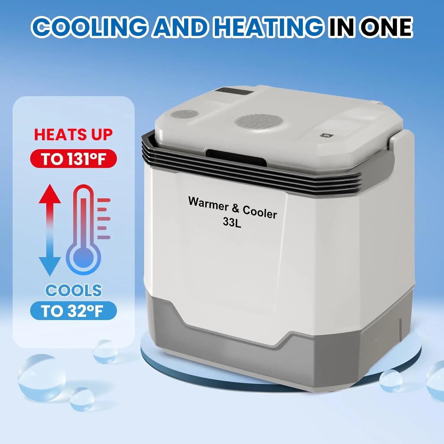 35 QT (33 L) Electric Cooler and Warmer Portable 12V Car Fridge/Freezer with Auto-Lock Handle 110V AC Home Power Cord