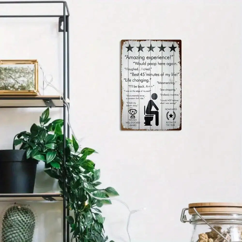 1PC Tin Sign 5-Star Bathroom - Funny Toilet Review For Bathroom/Game Room, 8x12 Inches/20x30 Cm