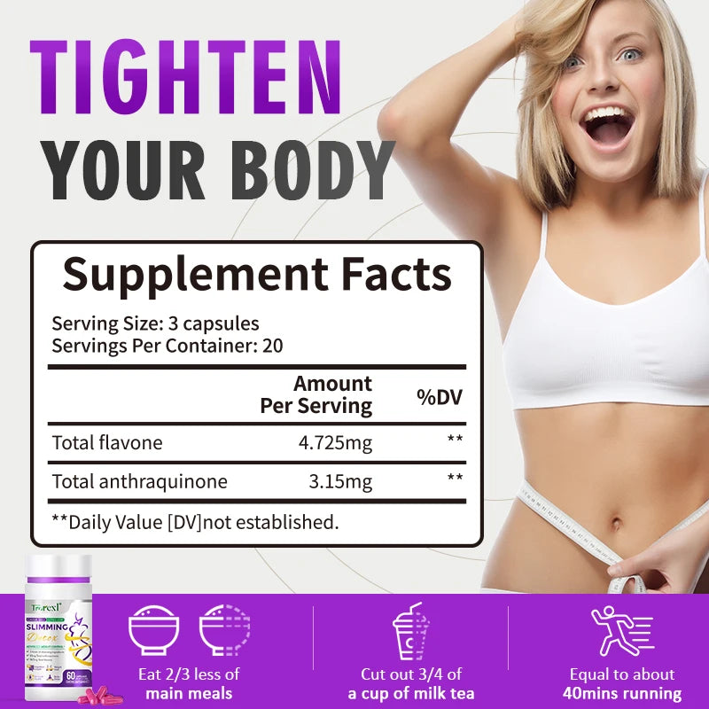 [60 Caps] Cassia Seed & Lotus Weight Loss Pills - Natural Fat Burner for Women | Clinically Tested Formula Safe Slimming Aid
