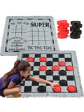 3-in-1 Vintage Giant Checkers Tic Tac Toe Game