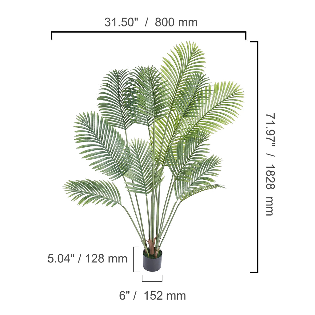 Palm Tree 4/5/6 FT Faux Plant Secure PE Material & Anti-Tip Tilt Protection
