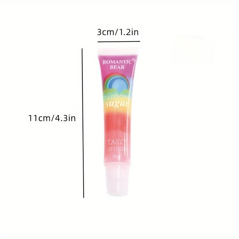 Rainbow Pearl Lip Gloss Glitter, Rainbow Jelly Lip Gloss, Sparkling Lips 15pc