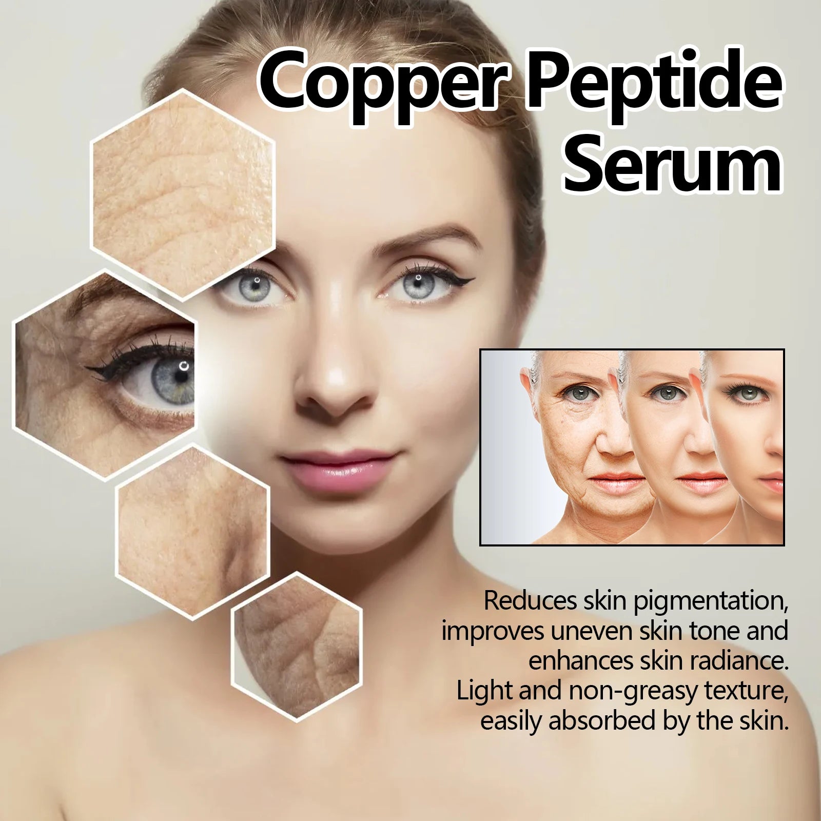 Copper Peptide Facial Serum Moisturizing Firming Face Skin Increase Elasticity Anti Wrinkle Lines