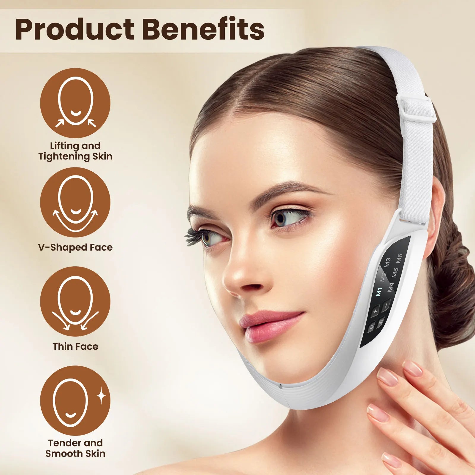 Electric V Face Lifting Beauty Device 6 Modes 8 Levels EMS Micro-current Firming Facial Massager