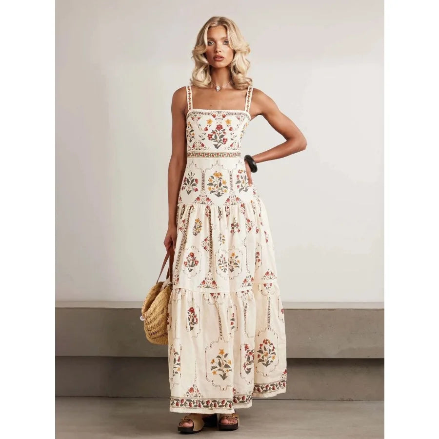 bohemian style high-waist large skirt summer seaside vacation loose slimming dress