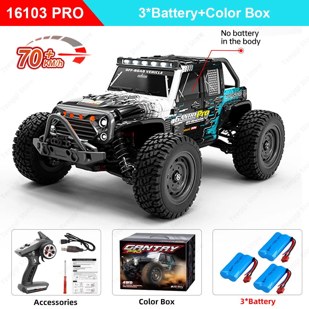 PRO 1:16 High Speed RC Car With LED Light Drift 70KM/H 4WD RC Off-Road Car Monster Truck