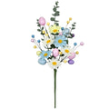 Pastel Easter Artificial Flower Bouquet - Plastic Faux Floral Arrangement with Eggs and Berries
