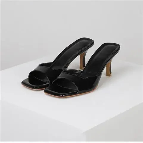 Women High Heel Sandals Summer New Fashion Square Toe Open Toe