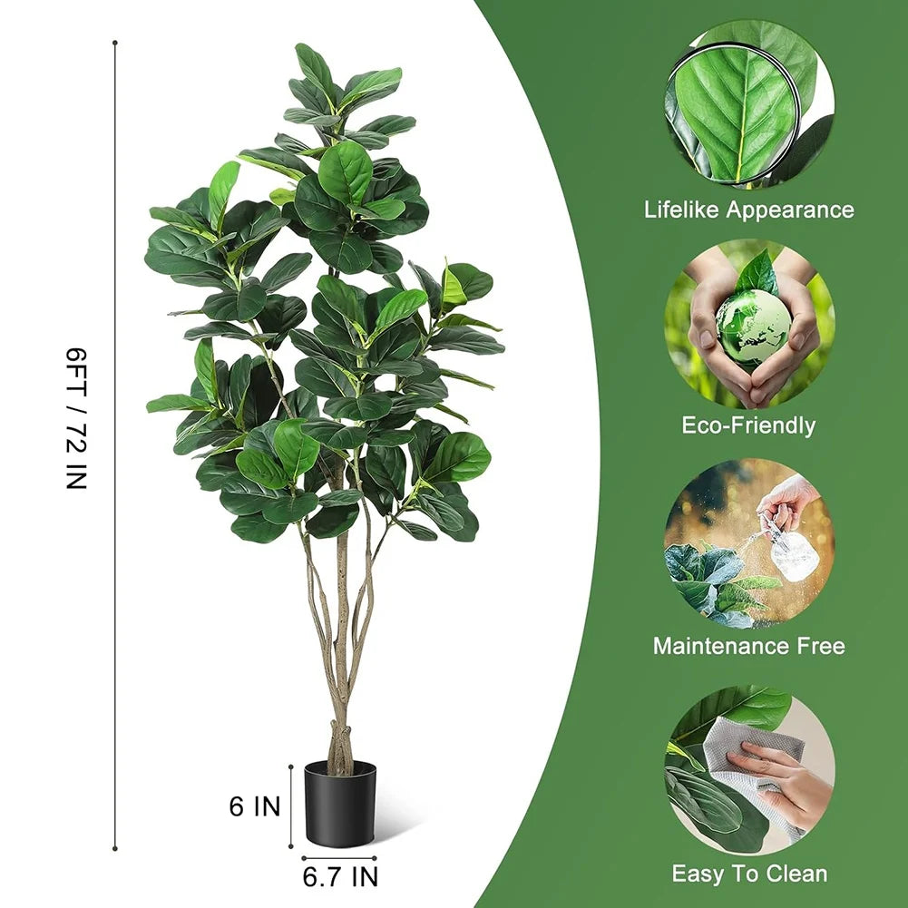Artificial Tree Faux Fiddle Leaf Fig Tree 4/5/6ft Tall Ficus Tree Artificial