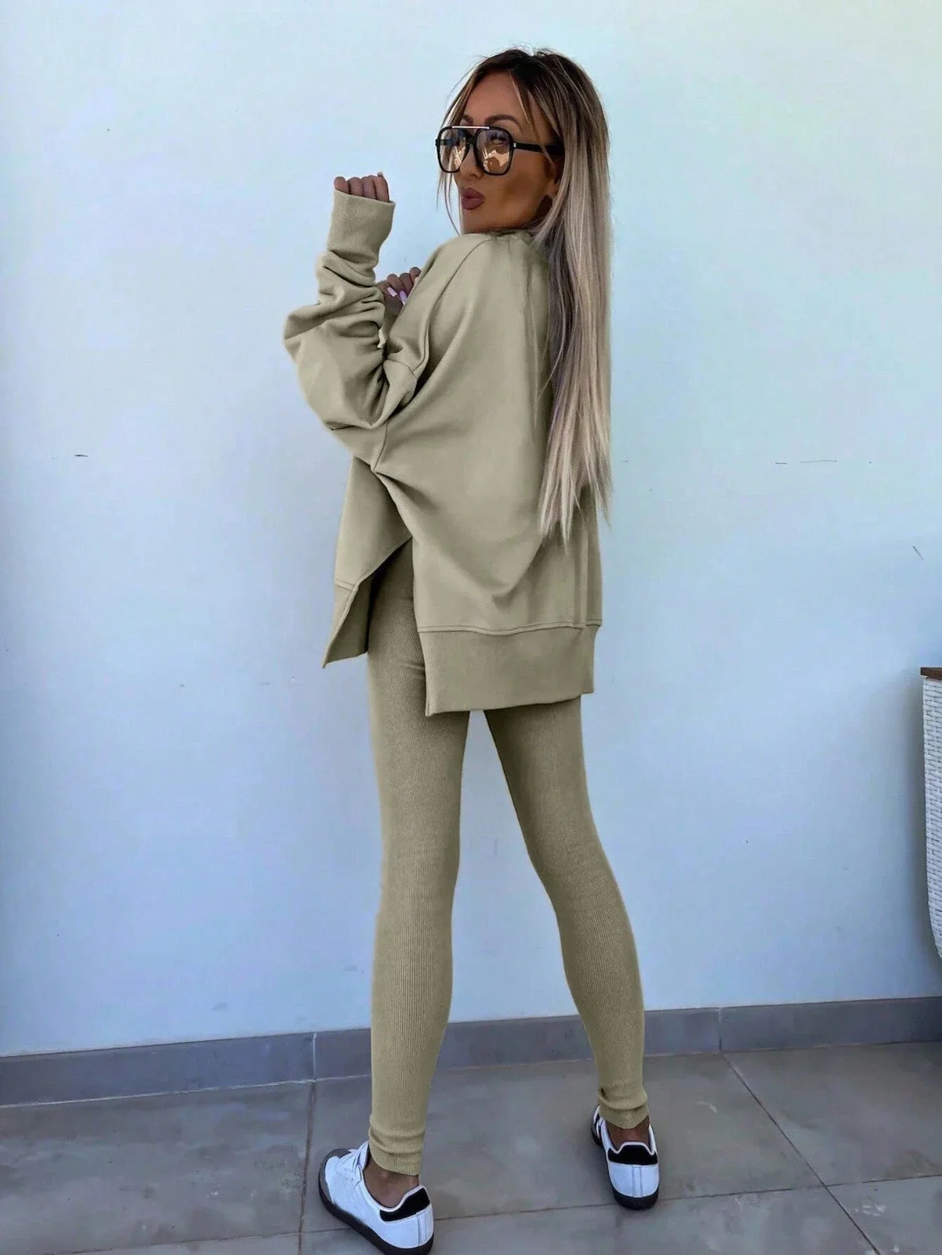 Women 2 Piece Set Casual Loose Sweatshirt And Skinny Pants Fall Outfit